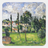 Sticker Carré Paul Cezanne - Landscape with Waterline, (Devant)