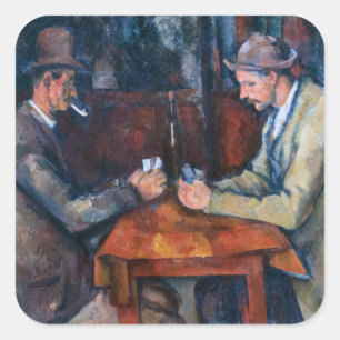 Sticker Carré Paul Cezanne - Les Joueurs De Cartes
