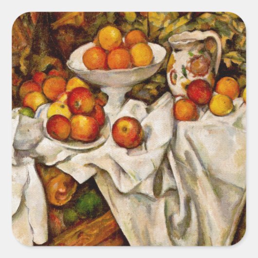 Sticker Carré Paul Cezanne Pomples Oranges Impressionnisme (Devant)