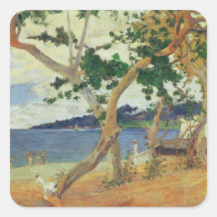 Sticker Carré Paul Gauguin   par le bord de la mer, la