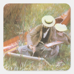 Sticker Carré Paul Helleu Sketting with His Wife par JS Sargent