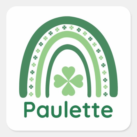 Sticker Carré Paulette Nom Clover Boho Rainbow (Devant)