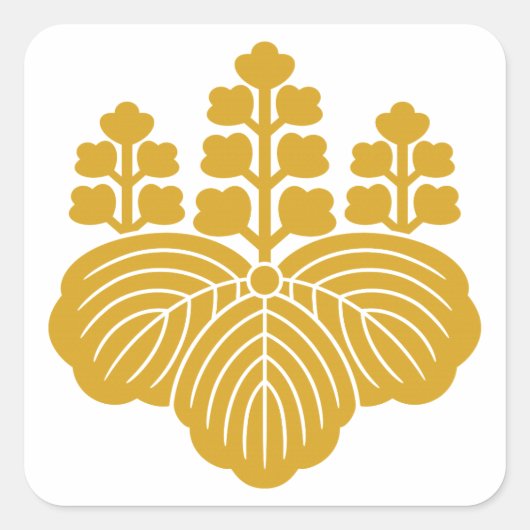 Sticker Carré Paulownia avec 5&7 fleurs (Devant)