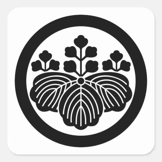 Sticker Carré Paulownia with 5&3 blooms in circle (Devant)