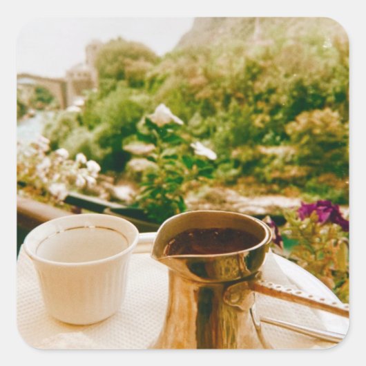 Sticker Carré Pause café bosniaque à Mostar (Devant)