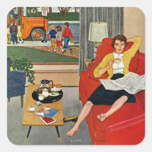 Sticker Carré Pause-café de matin