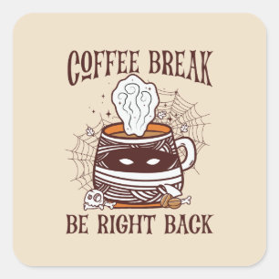 Sticker Carré Pause café - Thème Halloween