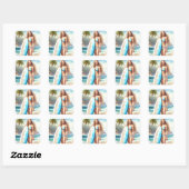 Sticker Carré Pause du point d'action fille (Feuille)