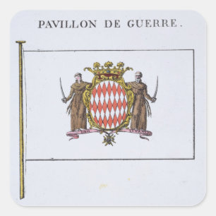 Sticker Carré Pavillon de Guerre, détail des drapeaux de Monaco