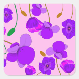 Sticker Carré Pavot (Papaver somniferum) Lilac