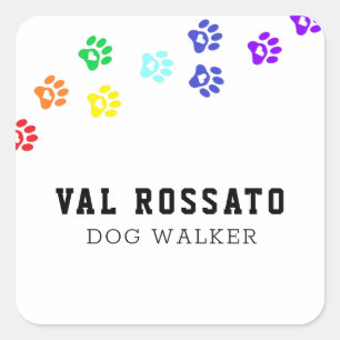 Sticker Carré Paw Chien Arc-En-Ciel - Assis pour animaux domesti
