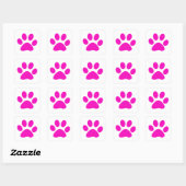 Sticker Carré Paw Prints Pattern Custom Cute Hot Pink (Feuille)