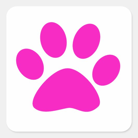 Sticker Carré Paw Prints Pattern Custom Cute Hot Pink (Devant)