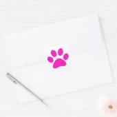 Sticker Carré Paw Prints Pattern Custom Cute Hot Pink (Enveloppe)