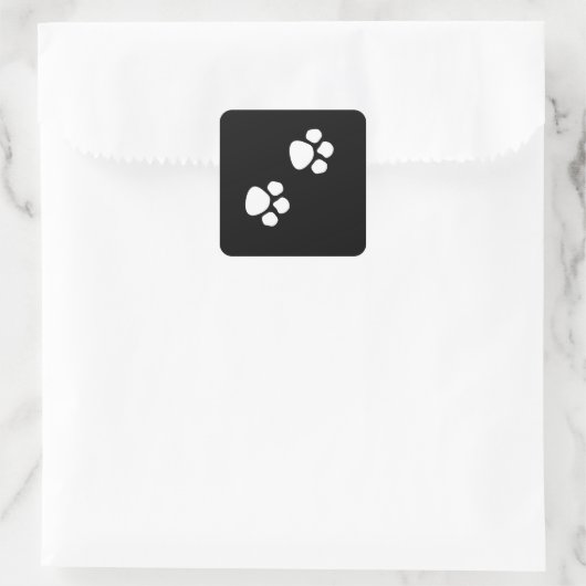 Sticker Carré Paw Prints Patterns Custom Cute Black White (Sac)