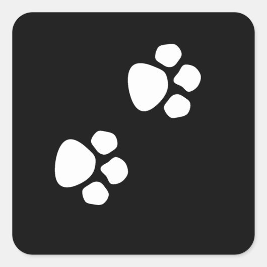 Sticker Carré Paw Prints Patterns Custom Cute Black White (Devant)