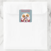 Sticker Carré Pawfect personnalisable Valentine's Day Puppy, (Sac)