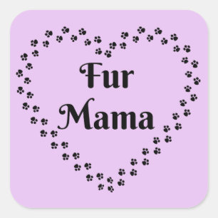 Sticker Carré Pawprint Heart Fur Mama