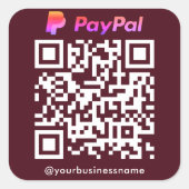 Sticker Carré Paypal QR Code Mode de Paiement Analyse pour Payer (Devant)