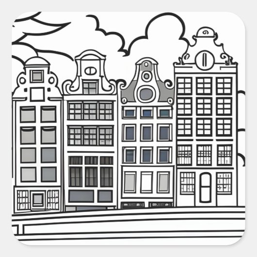 Sticker Carré Pays-Bas minimaliste Amsterdam (Devant)