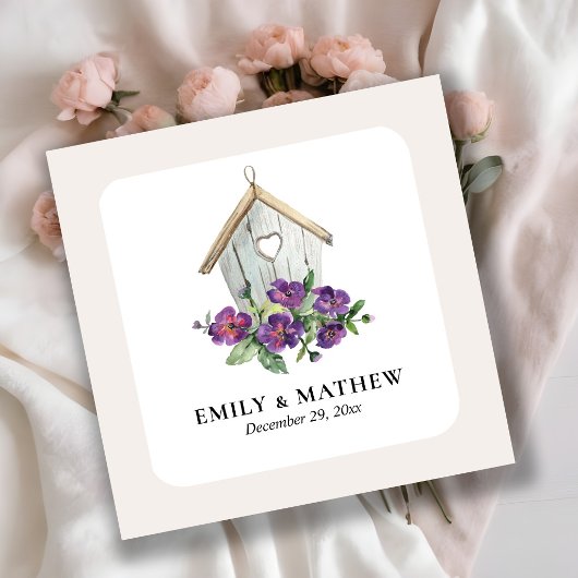 STICKER CARRÉ PAYS BLANC MARIAGE FLEURIER RUSTIQUE