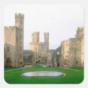 Sticker Carré Pays de Galles, château de Caernarfon, l'un des 2