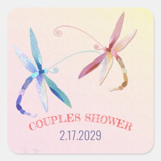 Sticker Carré Pays Dragonfly Mariage Couples Douche (Devant)