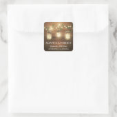 Sticker Carré Pays Lumières rustiques Mason Jar Mariage Faveurs (Sac)