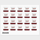 Sticker Carré Pays Russe Buffle Rouge Plaid Noël Round (Feuille)