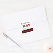 Sticker Carré Pays Russe Buffle Rouge Plaid Noël Round (Enveloppe)