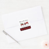 Sticker Carré Pays Russe Buffle Rouge Plaid Noël Round (Enveloppe)