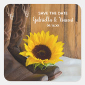Sticker Carré Pays Sunflower Occident mariage Enregistrer la dat (Devant)