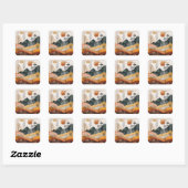 Sticker Carré Paysage Abstrait de Boho (15) (Feuille)
