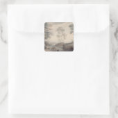 Sticker Carré Paysage avec rivière et eau (Sac)