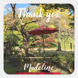 Sticker Carré Paysage d'automne au Jardin Japonais