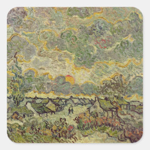 Sticker Carré Paysage d'automne de Vincent van Gogh , 1890
