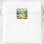 Sticker Carré Paysage de la montagne Retro (Sac)