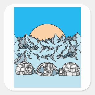 Sticker Carré Paysage de neige et de glace d'Igloo