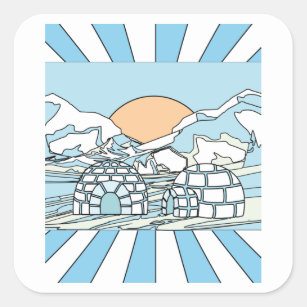 Sticker Carré Paysage de neige et de glace d'Igloo