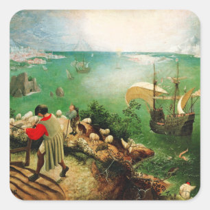 Sticker Carré Paysage de Pieter Bruegel avec l'automne d'Icare