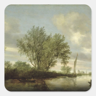 Sticker Carré Paysage de rivière, 1645