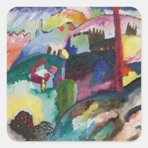 Sticker Carré Paysage de Vassily Kandinsky avec cheminée d'usine