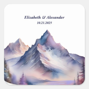 Sticker Carré Paysage des montagnes couvertes de neige mariage