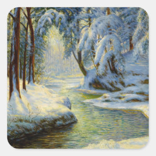 Sticker Carré Paysage d'hiver,