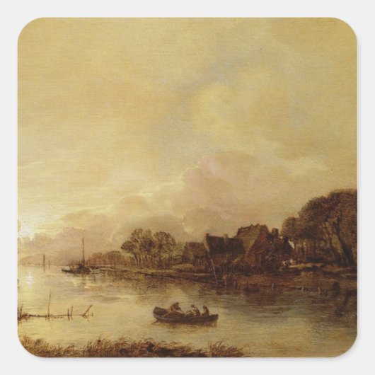Sticker Carré Paysage fluvial (Devant)