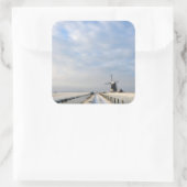 Sticker Carré Paysage hivernal avec neige et moulin à vent en Ho (Sac)