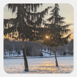Sticker Carré Paysage hivernal neige en Nouvelle-Angleterre