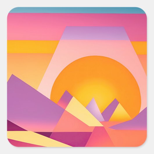 STICKER CARRÉ PAYSAGE NEO GEO SUNSET (Devant)