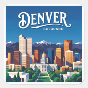 Sticker Carré Paysage urbain de Denver Colorado