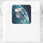 Sticker Carré PC Mouse-Spacecraft : Cliquez sur Earth Orbit. (Sac)